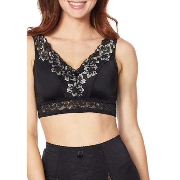 Rhonda Shear Black & White Lace Pin-Up Bralette Size XL NWT - Picture 1 of 10